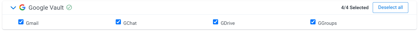 Google & Relativity | Preserve in place Google sources screenshot
