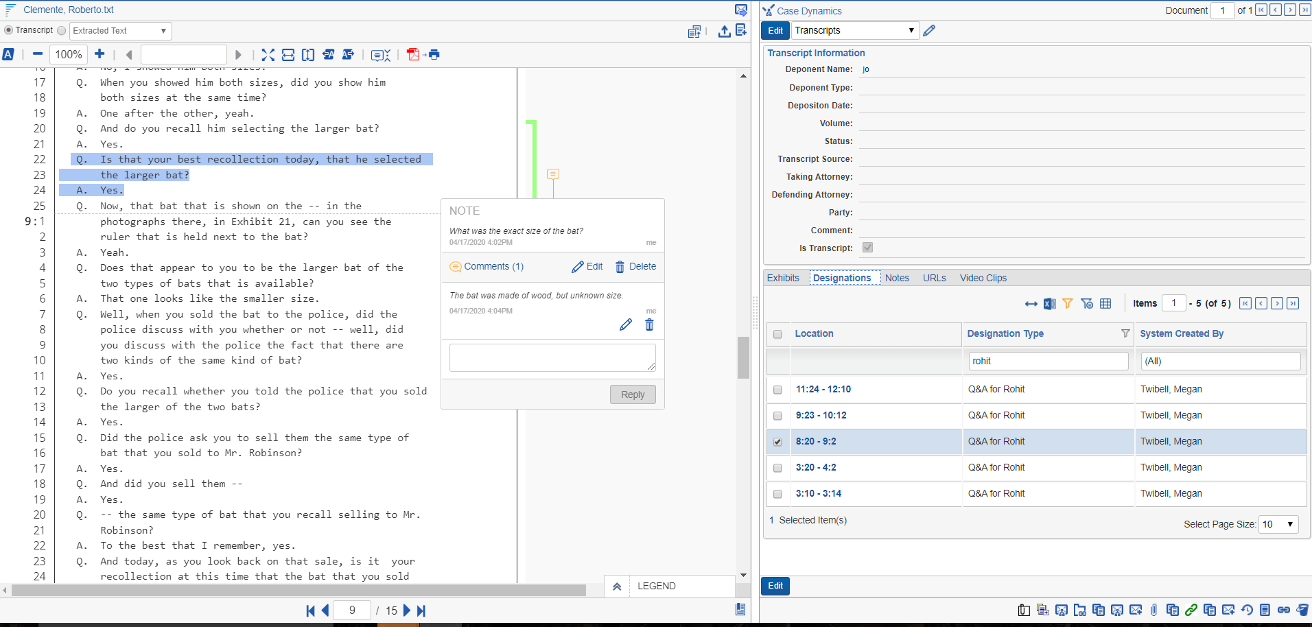 Use designations within Transcripts