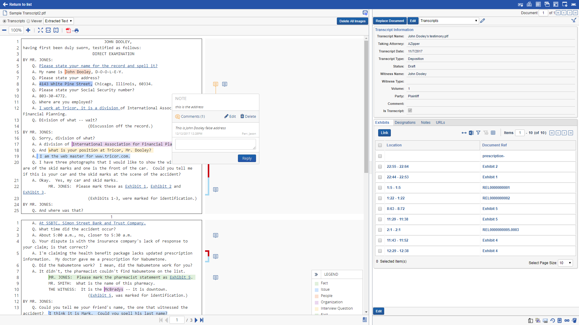 Transcripts Application in Relativity